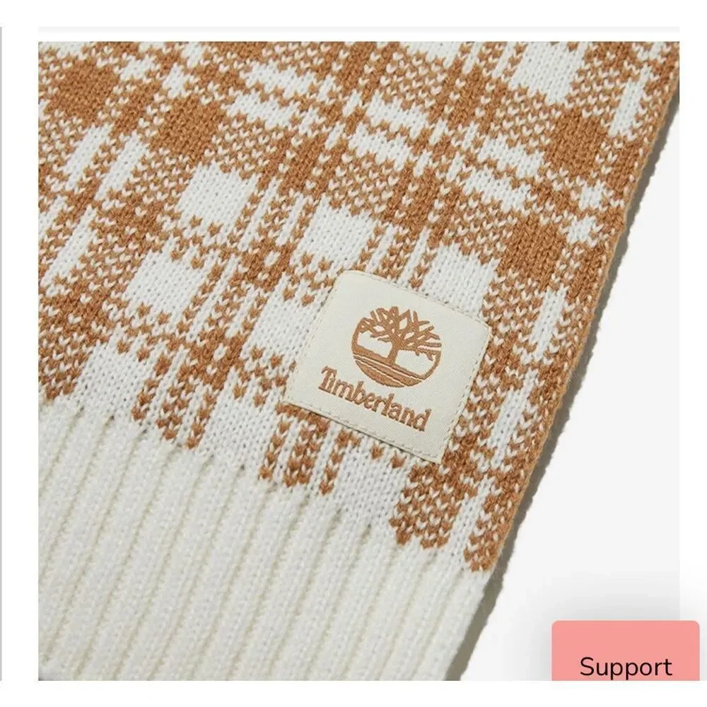 Timberland tan and cream buffalo plaid scarf